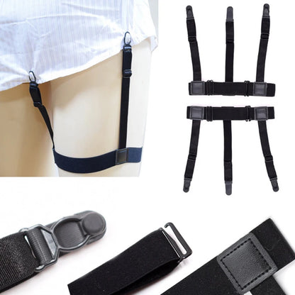 1 Pair  Men Shirt Stays Belt with Non-slip Locking Clips Keep Shirt Tucked Leg Thigh Suspender Garters Belt