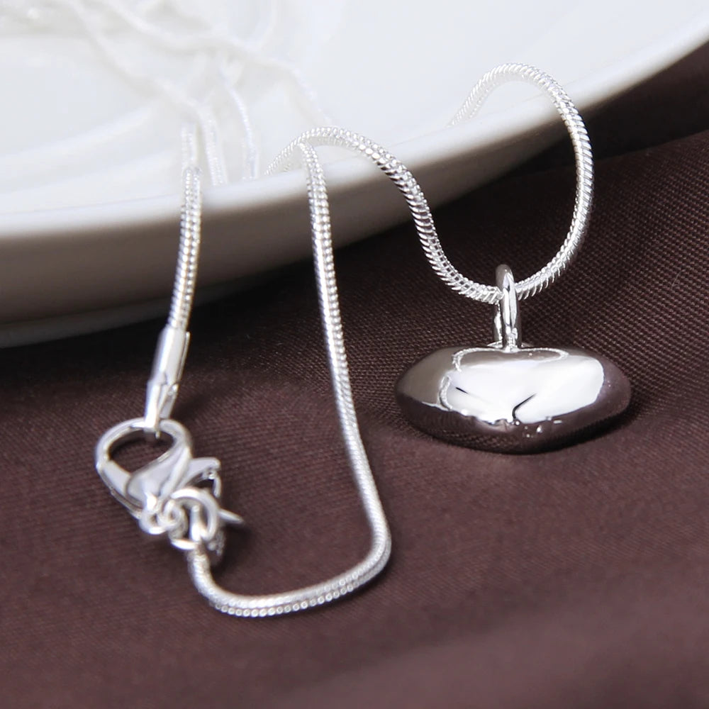 Small Heart Pendant Necklace 16-30 Inch Snake Chain For Women Wedding Charm Fashion Jewelry