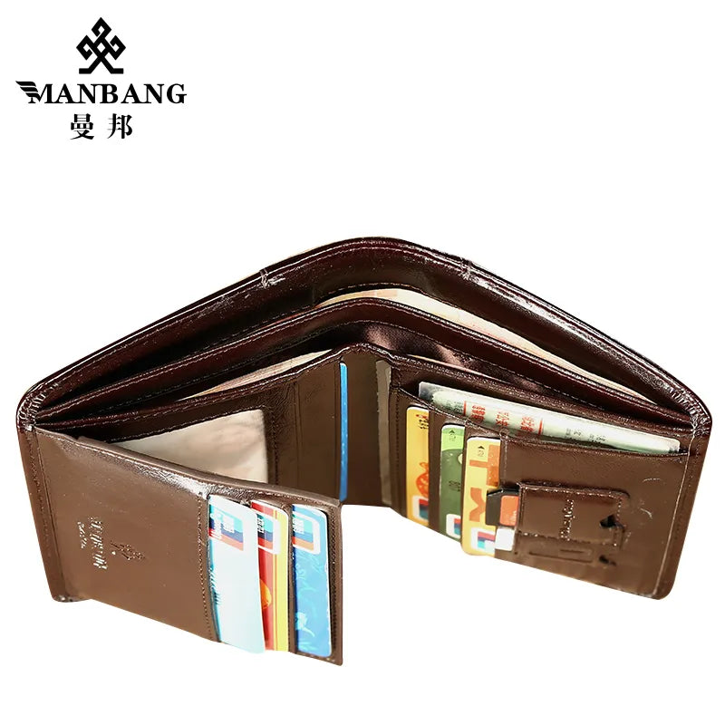 Wallet Genuine Leather Men Wallets Short Male Purse Card Holder