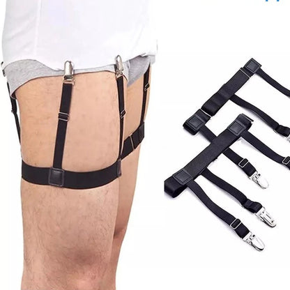 1 Pair  Men Shirt Stays Belt with Non-slip Locking Clips Keep Shirt Tucked Leg Thigh Suspender Garters Belt