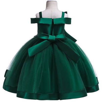 3-10 Years Kids  Dresses For Girls  Elegant Wedding Dress With Bow Children Birthday