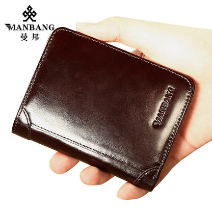 Wallet Genuine Leather Men Wallets Short Male Purse Card Holder