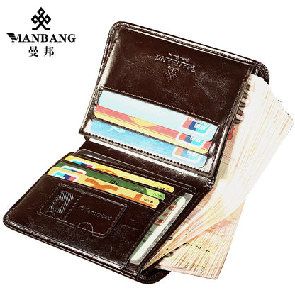 Wallet Genuine Leather Men Wallets Short Male Purse Card Holder