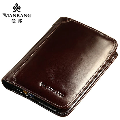 Wallet Genuine Leather Men Wallets Short Male Purse Card Holder