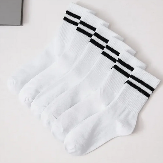 6 Pairs  Women's Mid-Tube Socks Solid Colour Autumn Winter Breathable Comfortable Sport Sweat Absorbent Man And  Women's Socks