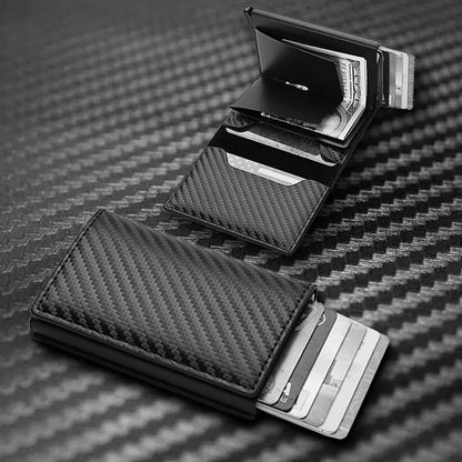 Carbon Fiber Card Holder Wallets Men RFID Black Magic  Money Bag Male Purses