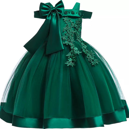 3-10 Years Kids  Dresses For Girls  Elegant Wedding Dress With Bow Children Birthday