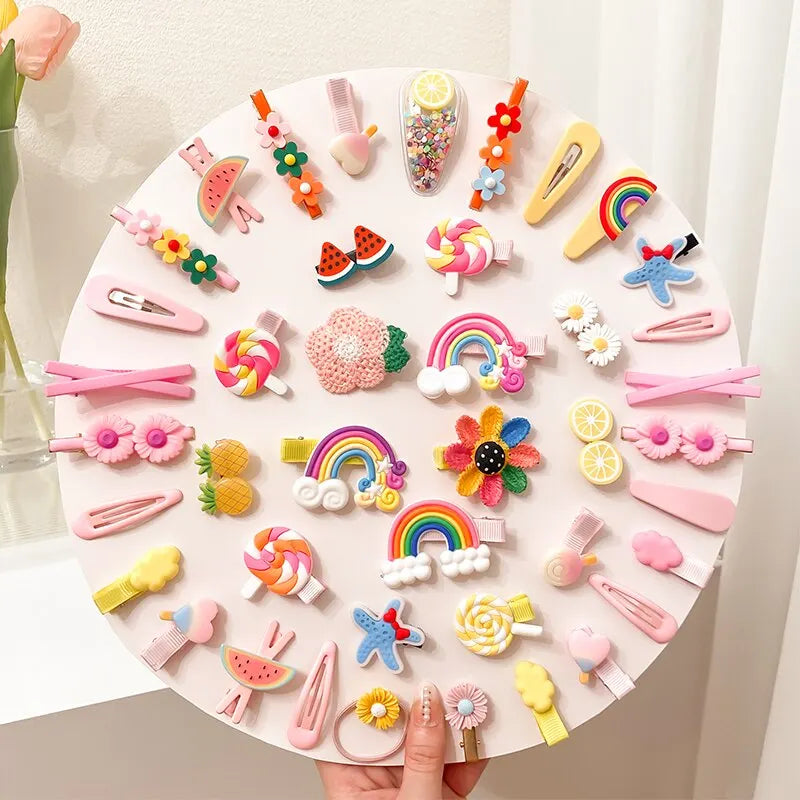 14Pcs Cartoon Bear Baby Hair Clips Cute Girls Princess Hairpins Hair Accessories