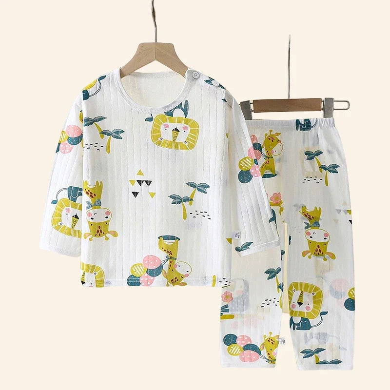 Children Sets Cotton Kids Clothes Long/Short Sleeve Home  Sleepwear Children's Clothing Boy Girl Autumn winter Tops Pants Suits