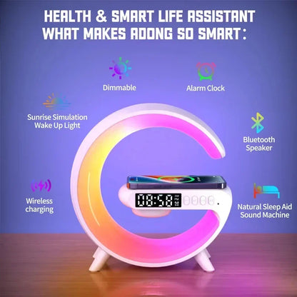 Multifunction Wireless Charger Pad Stand Speaker TF RGB Night Light 15W Fast Charging Station for iPhone Samsung Xiaomi Huawei