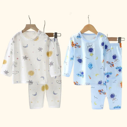 Children Sets Cotton Kids Clothes Long/Short Sleeve Home  Sleepwear Children's Clothing Boy Girl Autumn winter Tops Pants Suits