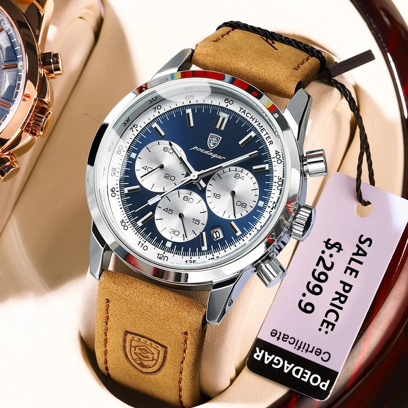 POEDAGAR Luxury Man Watch High Quality Waterproof Chronograph Luminous