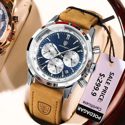 POEDAGAR Luxury Man Watch High Quality Waterproof Chronograph Luminous