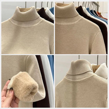 Sweater Women Korean Fashion Lined Warm Sueter Knitted Pullover Slim