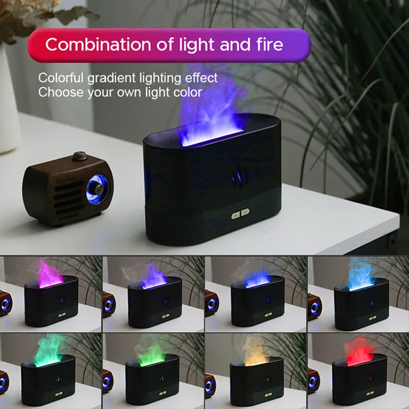 Air Humidifier Ultrasonic Cool Mist Maker Fogger Led Essential Oil Flame Lamp Difusor