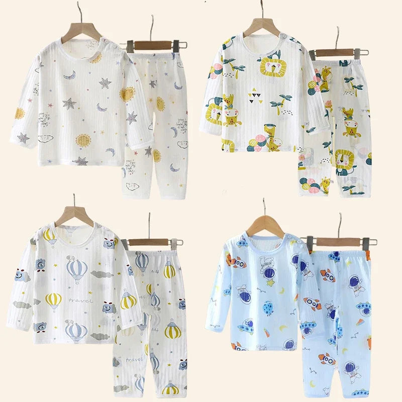 Children Sets Cotton Kids Clothes Long/Short Sleeve Home  Sleepwear Children's Clothing Boy Girl Autumn winter Tops Pants Suits