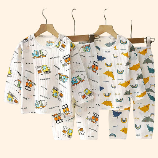 Children Sets Cotton Kids Clothes Long/Short Sleeve Home  Sleepwear Children's Clothing Boy Girl Autumn winter Tops Pants Suits