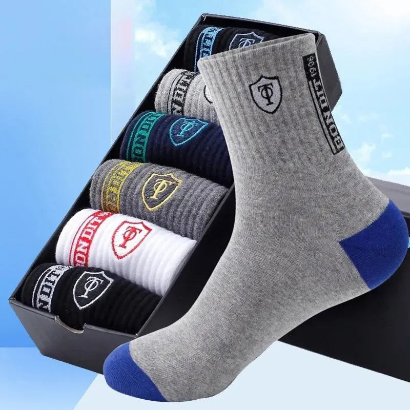 5 Pairs Apring And Fall Mens Sports Socks Summer Meias EU 38-43