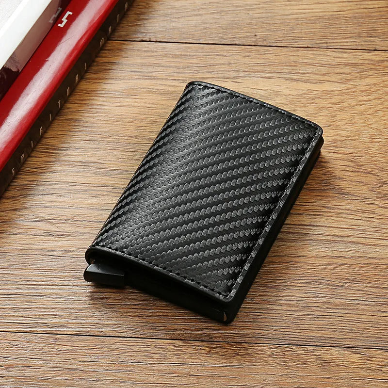 Carbon Fiber Card Holder Wallets Men RFID Black Magic  Money Bag Male Purses