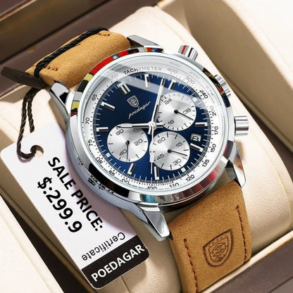 POEDAGAR Luxury Man Watch High Quality Waterproof Chronograph Luminous