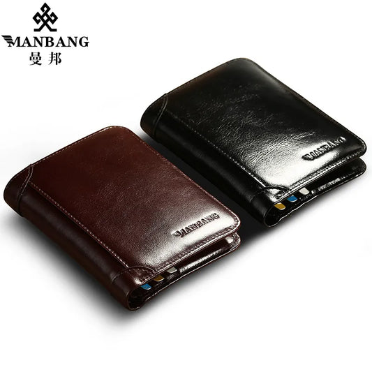 Wallet Genuine Leather Men Wallets Short Male Purse Card Holder