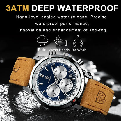 POEDAGAR Luxury Man Watch High Quality Waterproof Chronograph Luminous