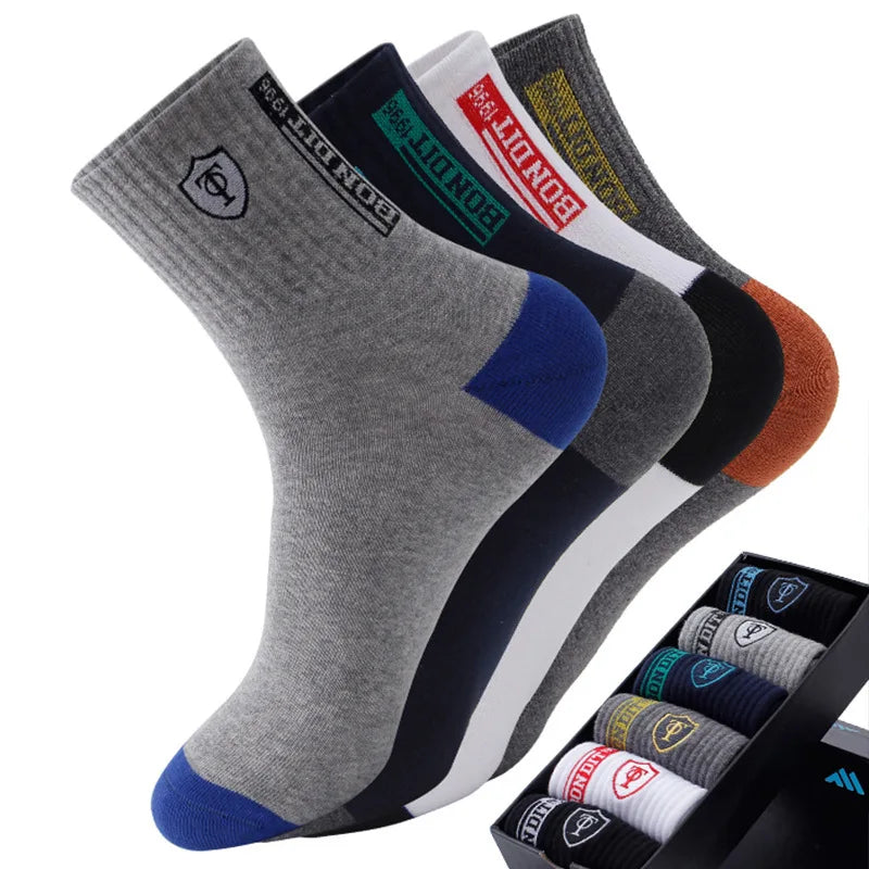 5 Pairs Apring And Fall Mens Sports Socks Summer Meias EU 38-43